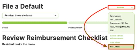 Default - Actions Dropdown - Edit Details
